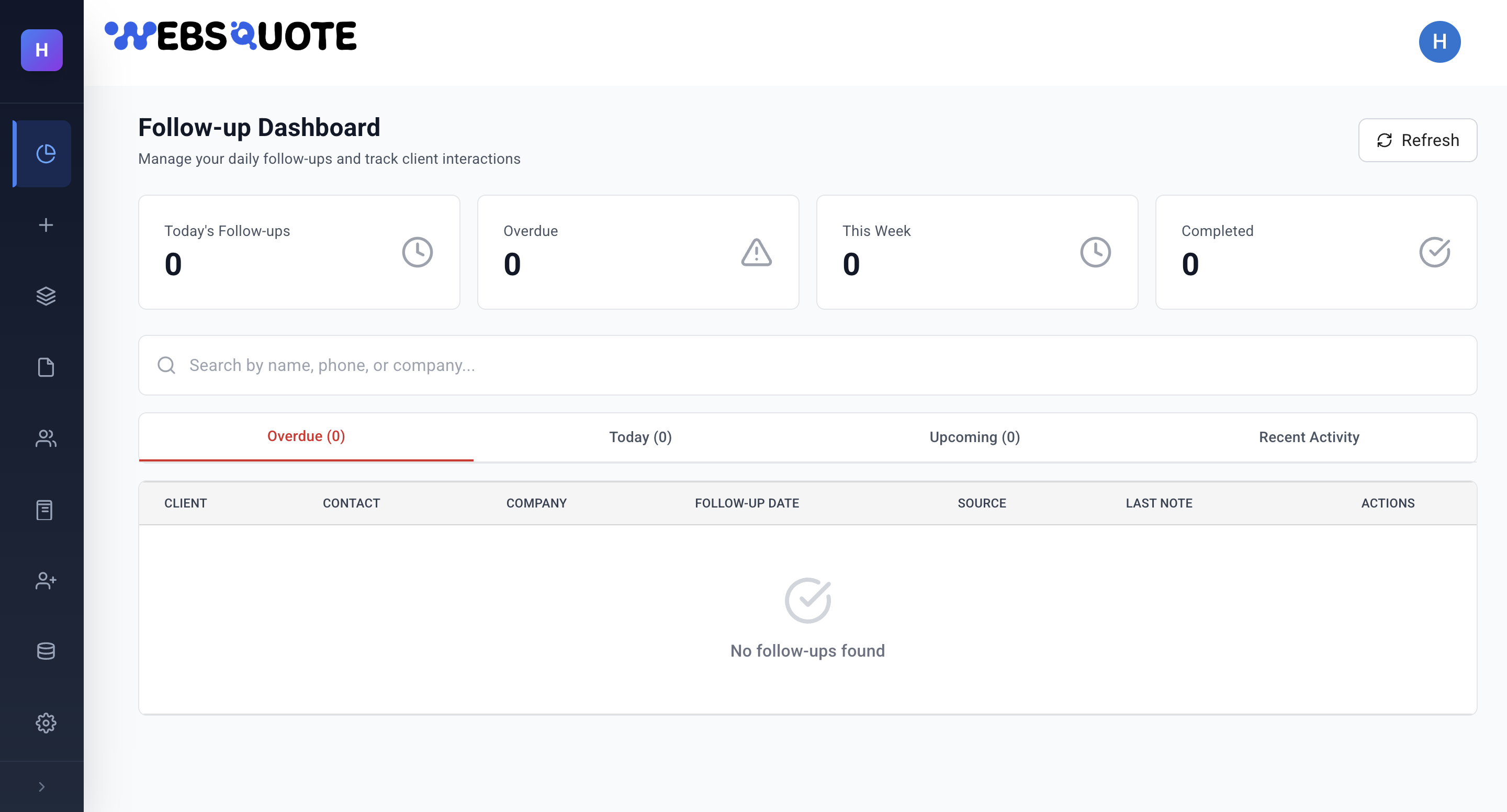 WebsQuote Dashboard 1