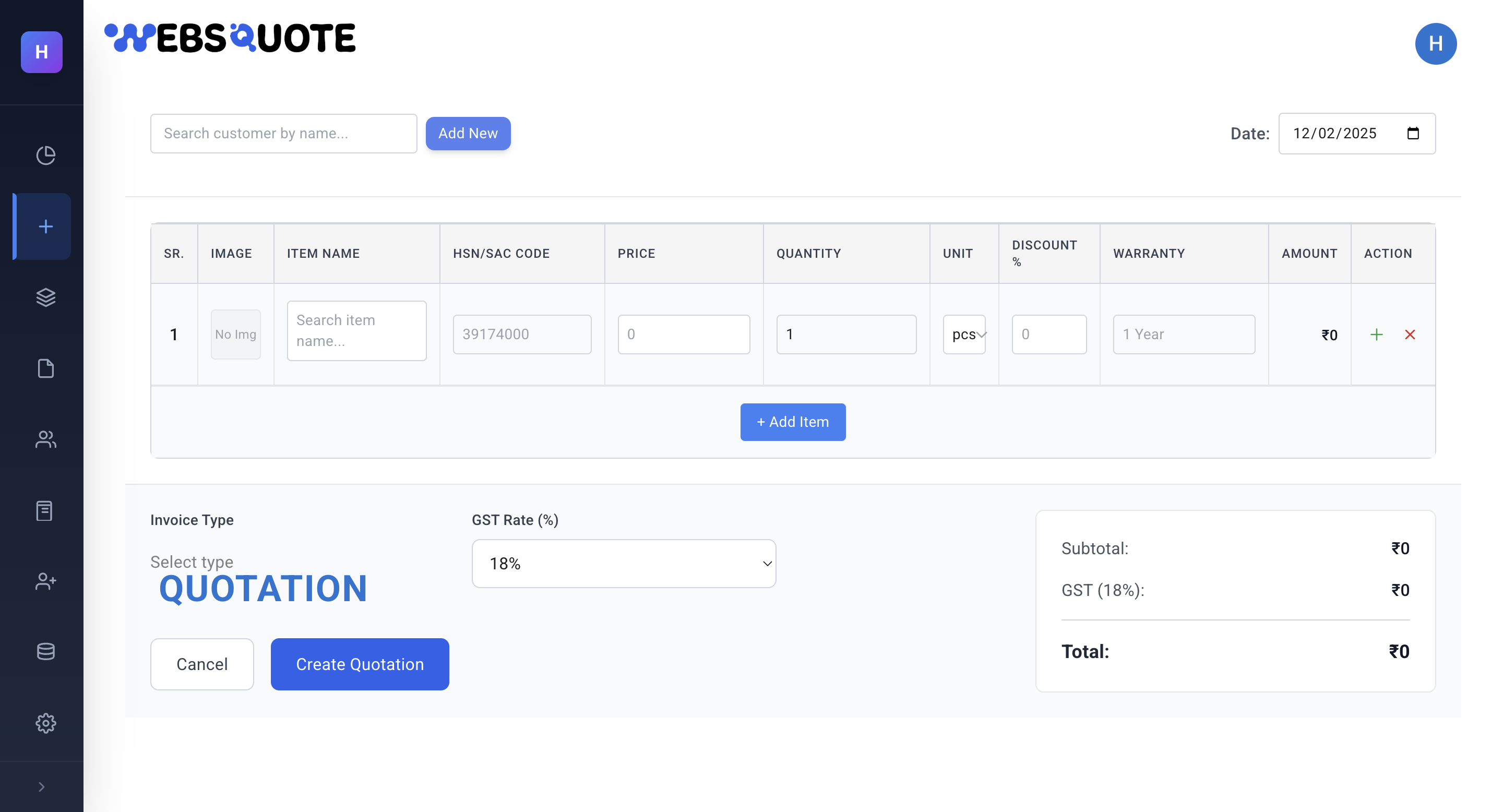 WebsQuote Dashboard 2